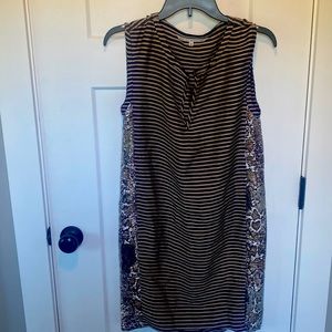 Taupe and navy mixed media rachel roy shift dress